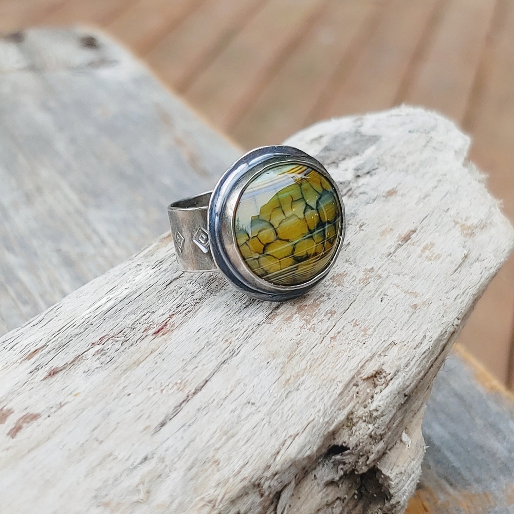 *SOLD* Dragon Scale Banded Agate Ring - Issabeau Jewelry One of a Kind - Picture 1 of 12